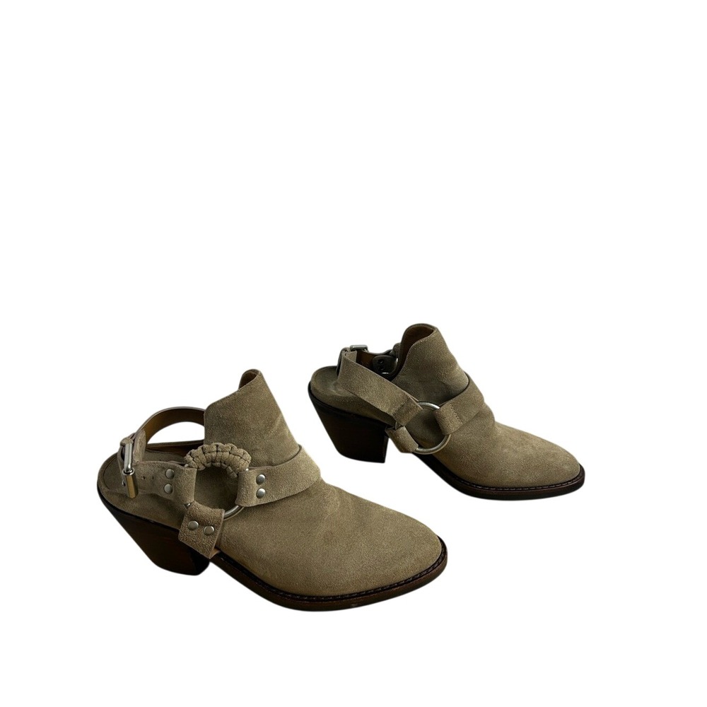 See by Chloe Slingback Suede Brown leather Heel pointed toe open back Boot 38.5